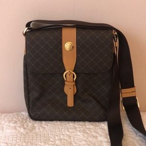 Signature Brown Top Buckle Messenger Bag by Rioni Designer Handbags